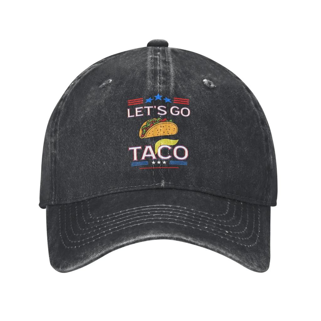 Кепки Бейсболки Let's Go Taco Винтажные Потертые Деним Стирка Солнцезащитные Кепки Унисекс Стиль Уличные Все Сезоны Подарок для Путешествий Кепки Шляпа