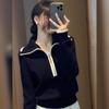Модный вязаный свитер с цветовыми блоками и молнией на половину высоты: Универсальная кофта с длинным рукавом на зиму 2026
