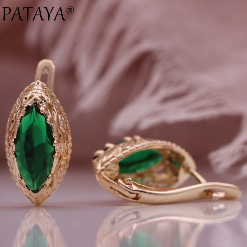 PATAYA Красно-зеленые серьги-капли в виде лошади, трендовые женские серьги из розового золота, винтажные серьги ручной работы