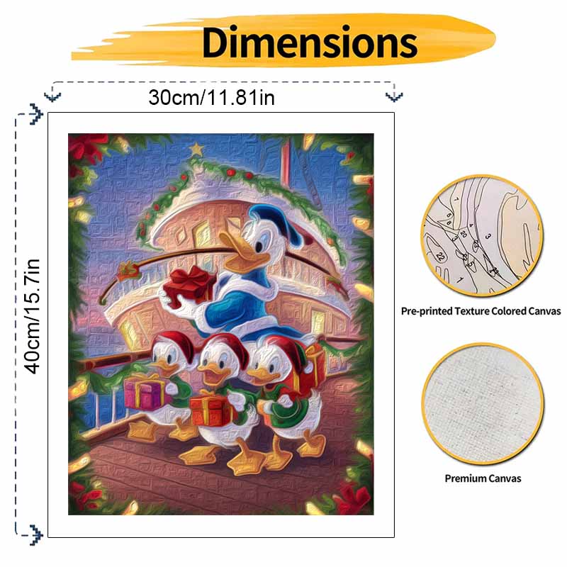 Disney Oil Painting DIY Digital Painting Donald Duck Christmas Gifts HandPainted Wall Art for Living Room and Entryway.