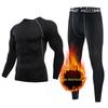 Мужской зимний теплый компрессионный костюм на флисовой подкладке для спорта и тренировок на открытом воздухе
