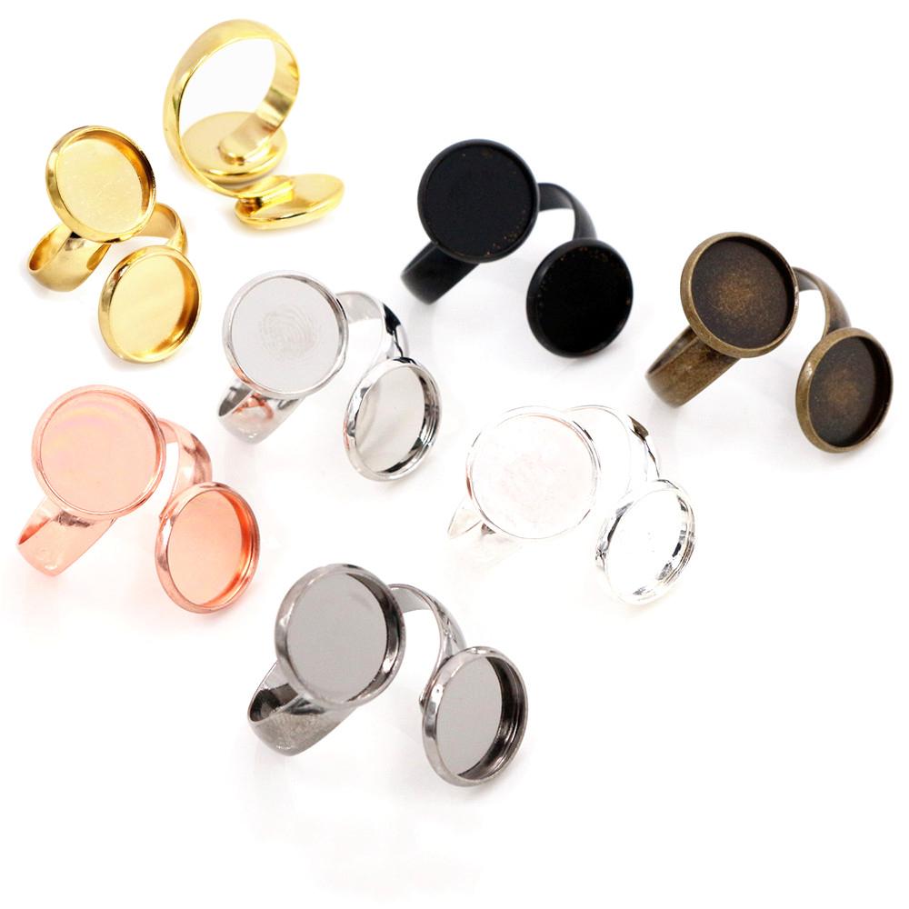 12mm 5pcs/Lot Classic 6 Colors Plated Brass Adjustable Ring Settings Blank/Base,Fit 12mm Cabochons,Buttons;Ring Bezels