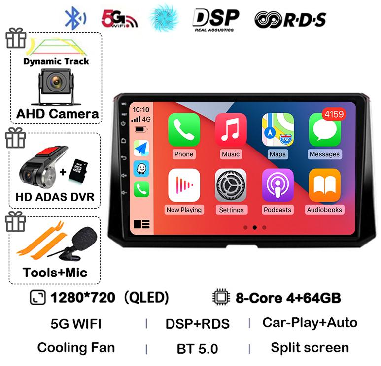 Android 14 Carplay Auto For Toyota Corolla 12 2019 2020 2021 2022 Car Radio Multimedia Player Stereo 4G Wifi GPS 360 Camera QLED