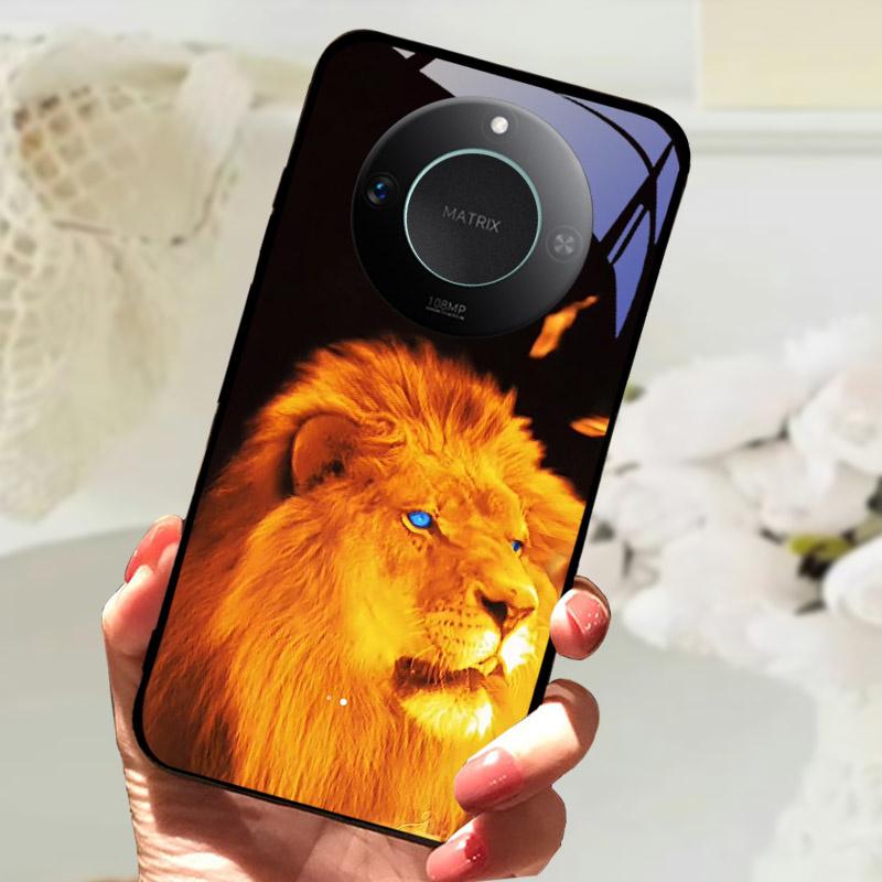 Для Honor X9C Умный Чехол-Крышка Модный Роскошный Крутые Животные Расписанный Fundas Для Honor X9C Умный Закаленное Стекло Задняя Панель Телефона