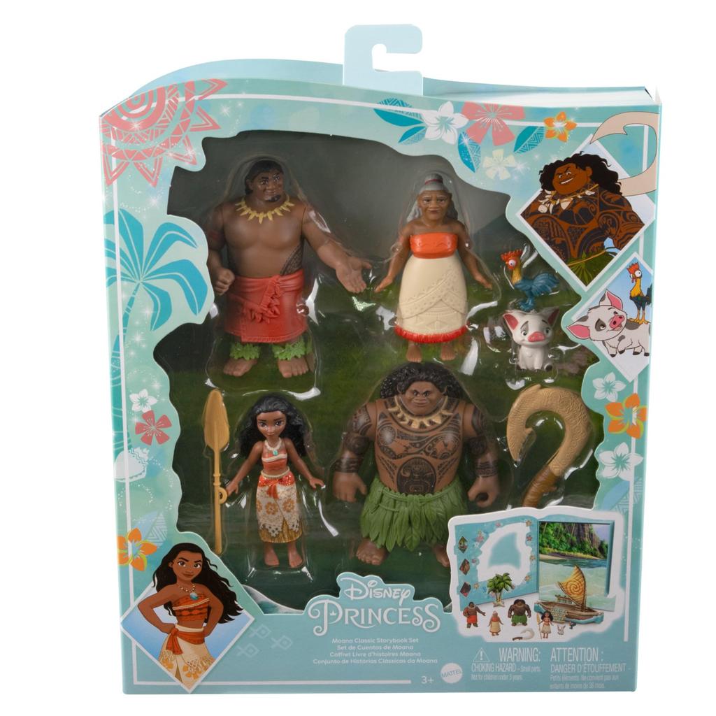Mattel Disney Princess Moana Story Book Set 4 Mini Dolls с Mini Figures Dress Up Play для детей от 3 лет и старше Multi HLW90 Doll/Double Play/Pretend