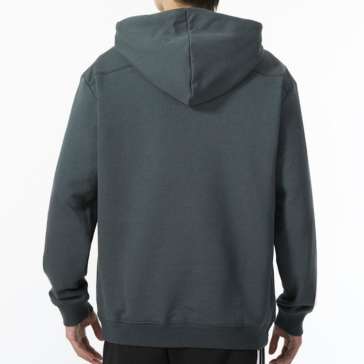 Adidas Флисовая спортивная толстовка с вышитым логотипом и капюшоном на шнурке, мужская толстовка темно-серого цвета IS1463