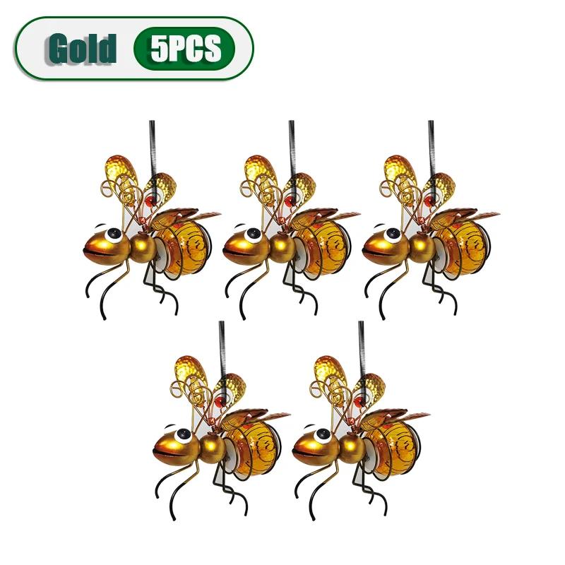 5 шт. подвесной металлический светильник в виде божьей коровки на солнечных батареях, садовый декор, скульптура леди с упругими пружинами, летние уличные художественные украшения