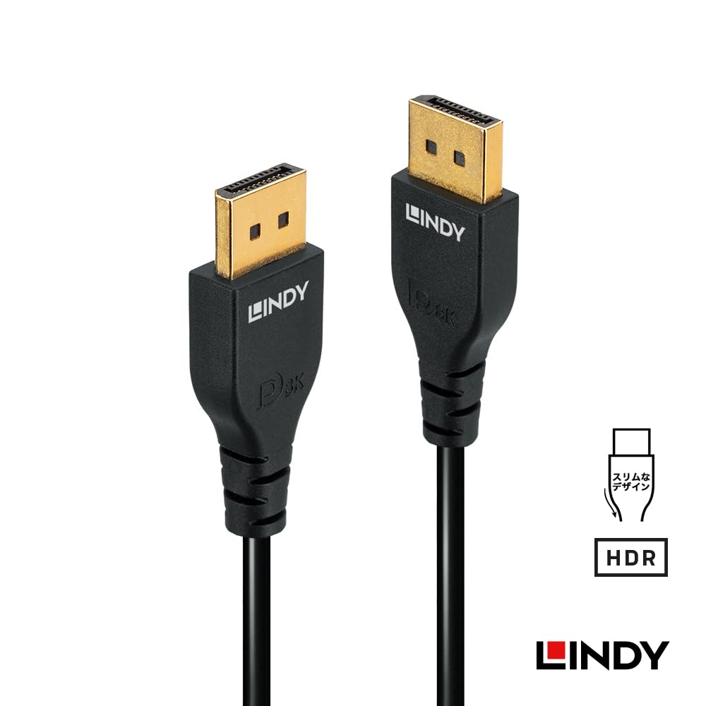 LINDY 1 м Тонкий кабель DisplayPort 1.4 (Номер модели: 36461)