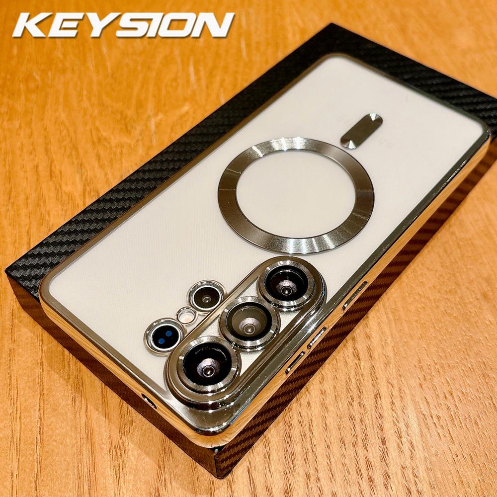 KEYSION Прозрачный чехол с магнитной окантовкой для MagSafe для Samsung Galaxy S26 Ultra 5G S26+ Ударопрочный защитный чехол для телефона с защитой объектива