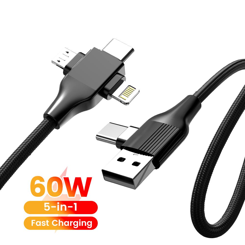 5-в-1 USB C кабель для зарядки Type C провод для зарядки Usb Type C кабель PD 65 Вт 27 Вт быстрая зарядка для iPhone Samsung Xiaomi