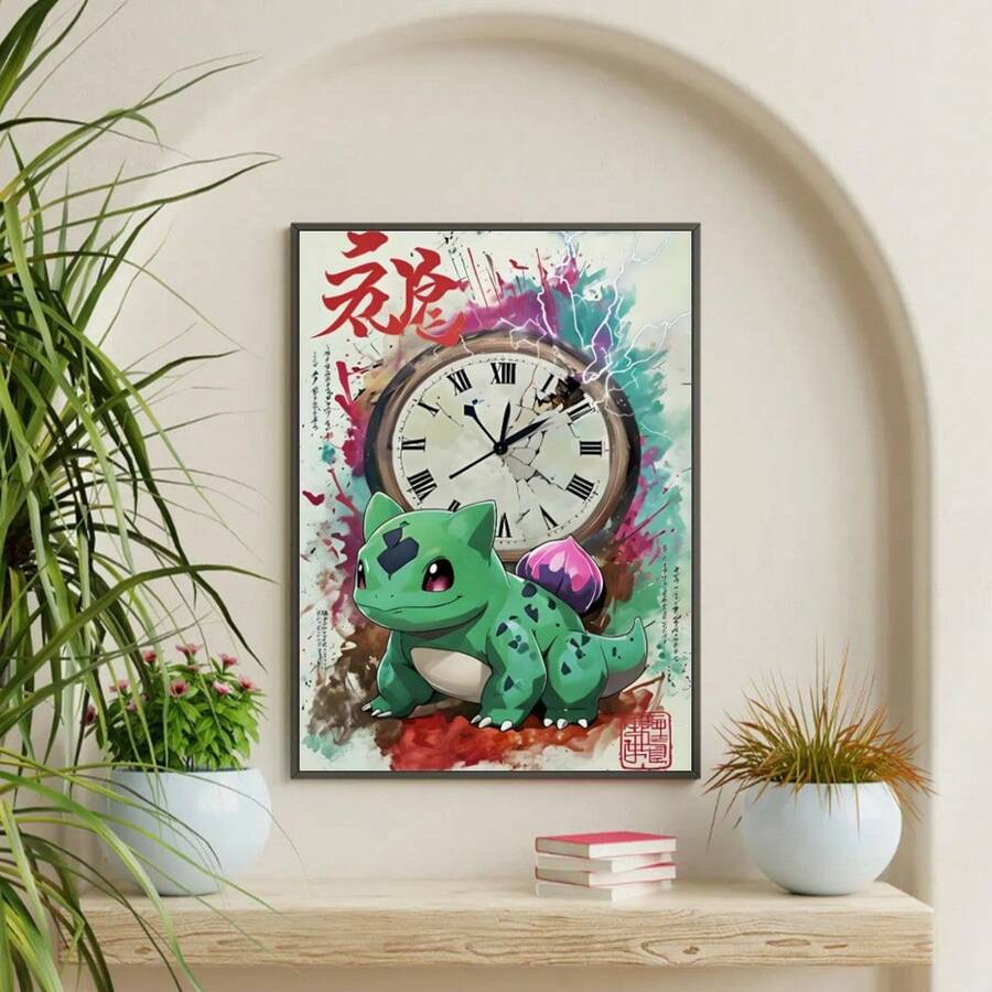 6 Styles Anime Pokemon Posters Pikachu Bulbasaur Charmander Squirtle Wall Art Modern Children Room Home Decoration Gift Unframed