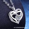 Moissanite Heart Pendant Necklace Clavicle Chain Women Valentines Day Gift