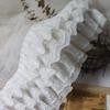 Luxurious Pleated Mesh Chiffon Fabric Exquisite Soft Chiffon Edge Lace Three Layers 3D DIY Tulle Lace Fabric Trim Ribbon