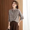 Women's High-End Cotton Plaid Long Sleeve Shirt - New for Spring & Autumn 2025, Loose Casual Fit