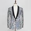 Mens Laser Mirror Imitation Suit Jacket Wedding Party Shiny Blazer