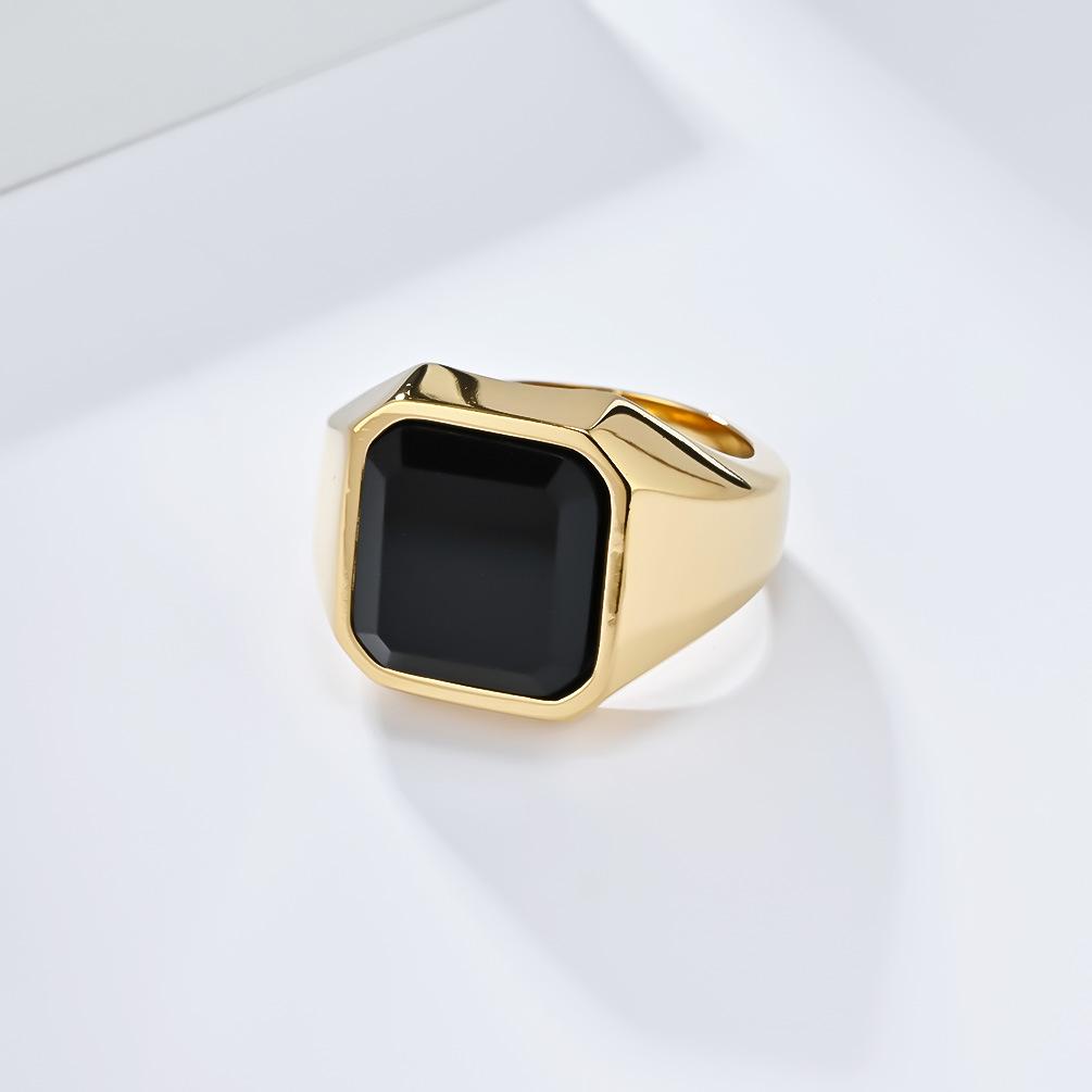 Кольцо из нержавеющей стали в стиле «легкая роскошь» с имитацией драгоценного камня, мужское, из титановой стали с искусственным драгоценным камнем