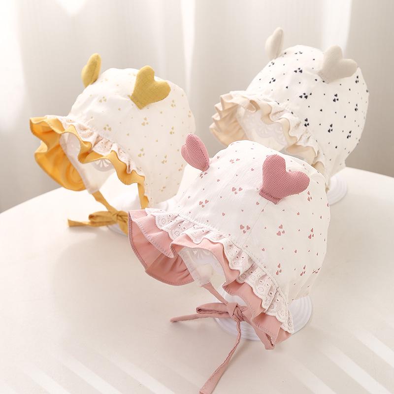 Шляпа для девочки с цветочным принтом, кружевной отделкой и защитой ушей для весны/лета