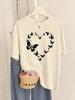 Butterfly Heart Printed TShirts Womens Casual Soft T Shirts Loose Comfortable Short Sleeve Tops Summer ONeck Woman Clothes