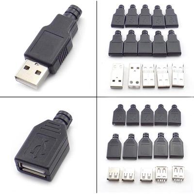 100 шт. Тип A Мужской Женский USB 4-контактный разъем разъема с черной пластиковой крышкой Тип A DIY наборы