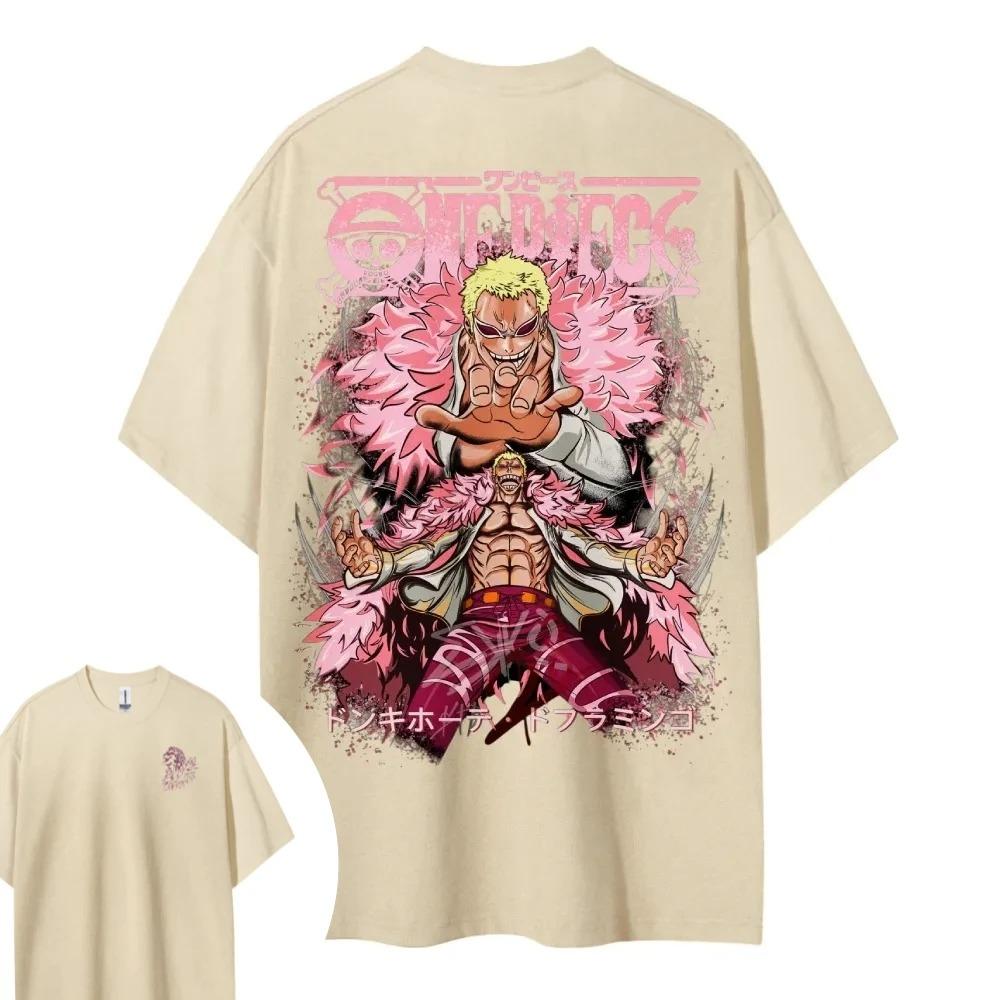 2026 ONE PIECE Дофламинго Мужская и Женская Одинаковая Стиль Удобная Повседневная Короткий Рукав Одежда для Пары Короткий Рукав