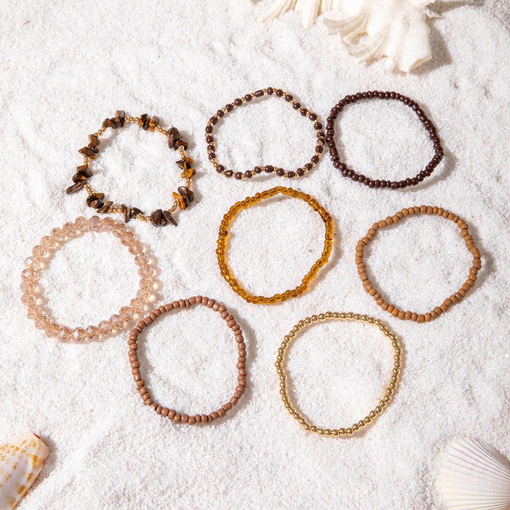 8 шт. Mirad цвет коричневый многокомпонентный набор рисовых бусин браслет для женщин ювелирные изделия персонализированный подходящий браслет