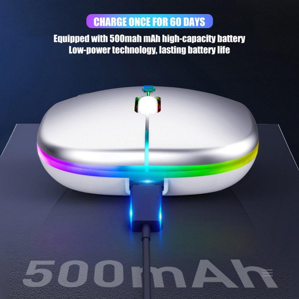 Беспроводная мышь со светодиодной подсветкой 2,4G и Bluetooth 5,0, сверхтонкая перезаряжаемая беспроводная бесшумная мышь с USB-приемником и кабелем для зарядки
