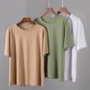 Женская футболка большого размера Hirsionsan из 100% хлопка в стиле Харадзюку, базовые свободные футболки с короткими рукавами, мягкие женские однотонные топы, летний джемпер цвета хаки