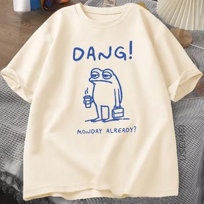 Черт, уже понедельник Футболка женская Смешная Коттеджкор женская Я люблю лягушек Футболка Смешная футболка с принтом лягушки Футболка с коротким рукавом Одежда