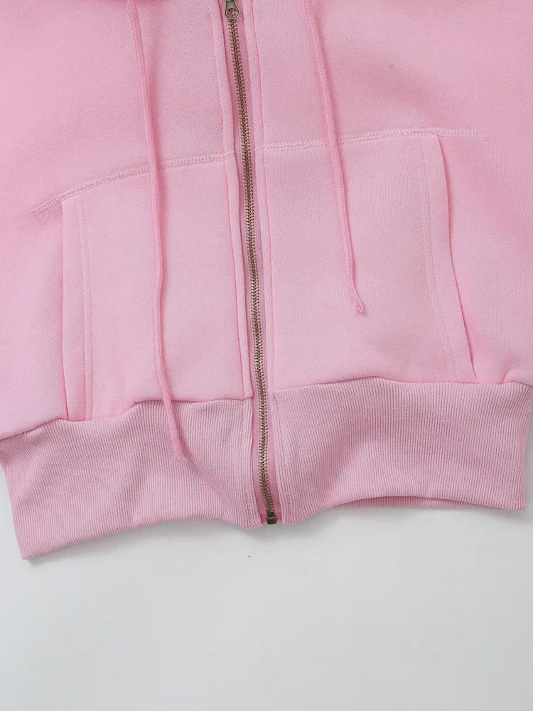 2024 Женская короткая толстовка с капюшоном и разноцветные фланелевые джоггеры — Европейская и Американская коллекция весна/осень