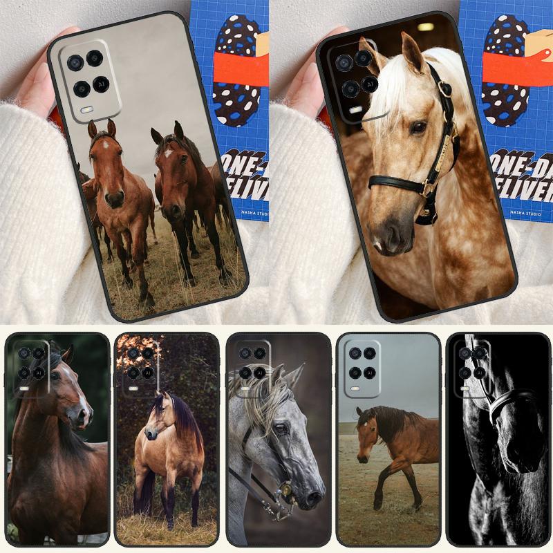 Чехол для телефона Oppo A54 A57 S A78 A58 A98 A5 A9 A91 A15 A16 A17 A52 A72 A76 A96 A74 A94 A77 с изображением лошади