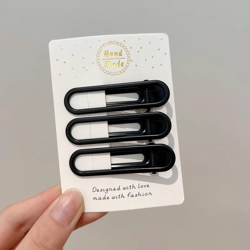 Элегантная черная металлическая заколка для волос для женщин - на лоб, для челки, в стиле «утиный клюв»