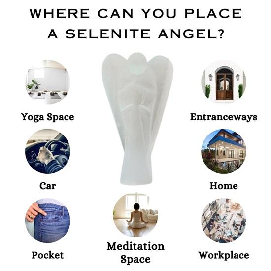 Селенитовые карманные крылья, статуя ангела, фигурки, кристалл-хранитель для духовной связи, кристалл ангела для домашнего декора, офисный стол, спальня, приборная панель автомобиля