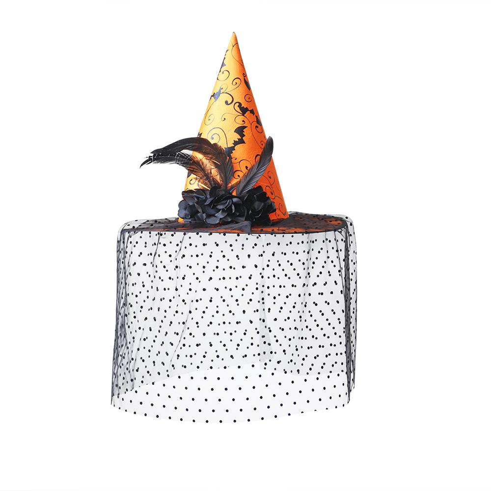 Gothic Halloween Witch Hat Lace Veils Masquerade Hat Performance Props Wizard Hat Cosplay Event