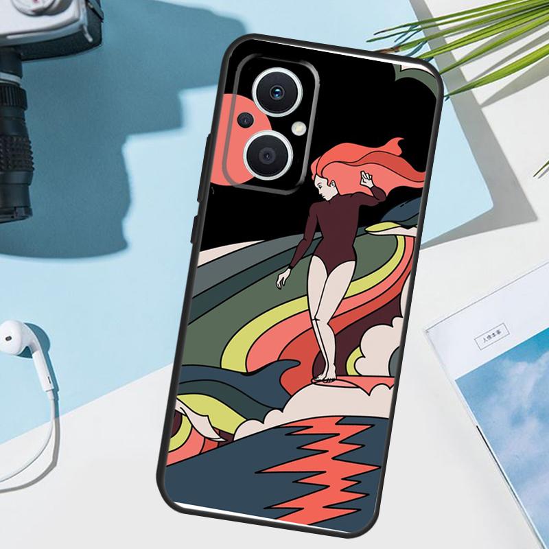 Чехол для телефона OPPO Reno 14 Pro 10 11 12 13 14F 13F 12F 11F 7 8 Lite, Чехол для телефона OPPO Find X9 X6 X5 X8 Pro, Серфборд Серфинг Серф-девушка