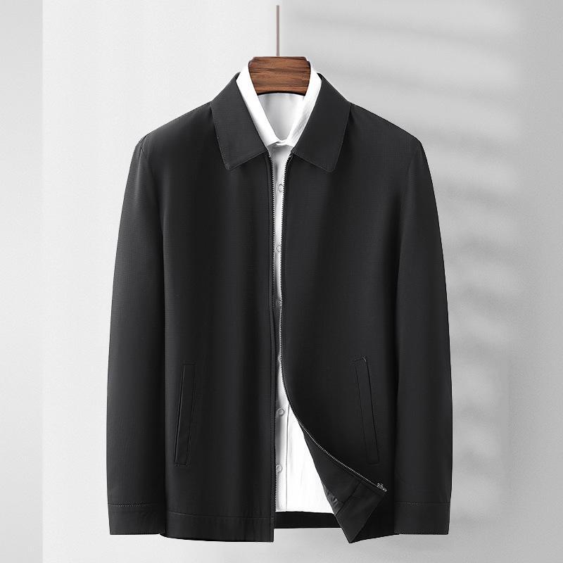 Мужская весенняя куртка 2024 года — фасон с лацканами для людей среднего и пожилого возраста