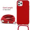 Coque avec Bandoulière - pour iPhone 15 - Rouge - Souple - Anti-Choc - Anti-Rayure