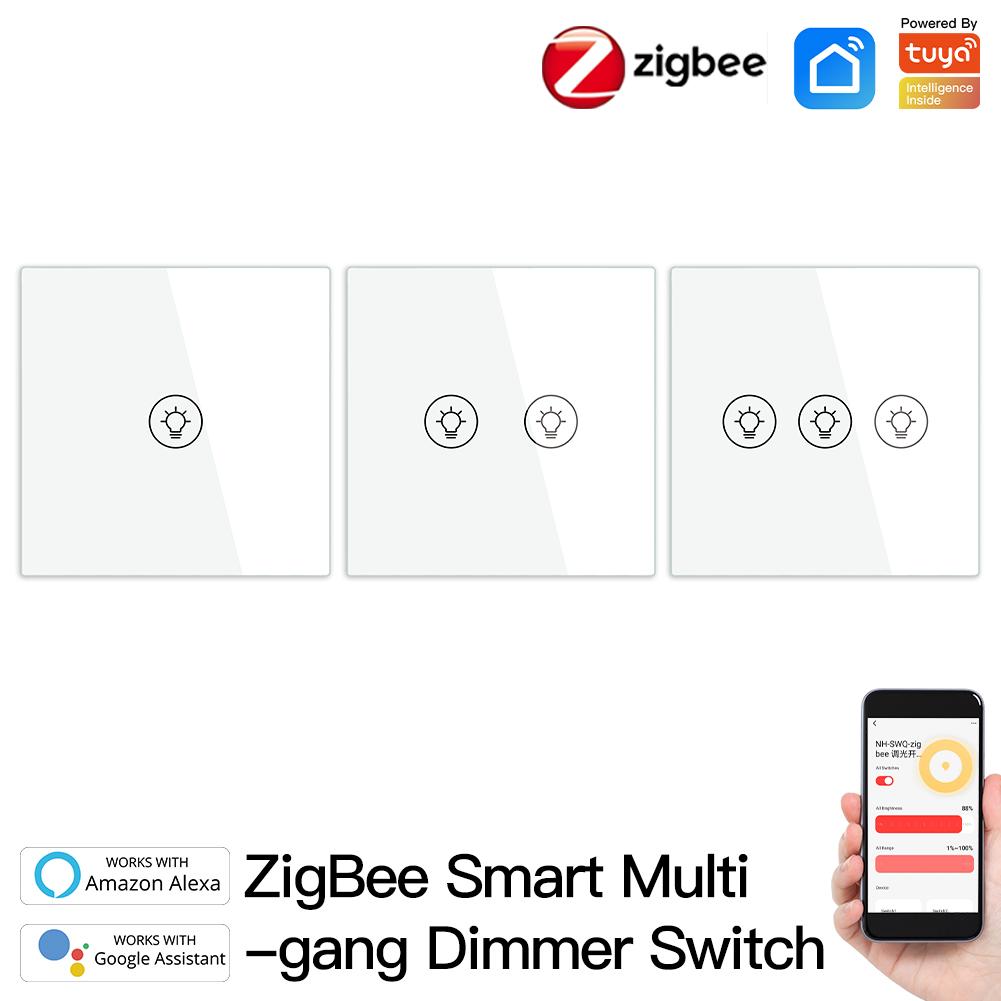 Zigbee Диммер Настенные Выключатели Света 1 2 3 Клавиши Tuya Умный Дом Автоматизация Беспроводное Дистанционное Управление Стандарт ЕС/Великобритании Нейтральный Фазный Провод