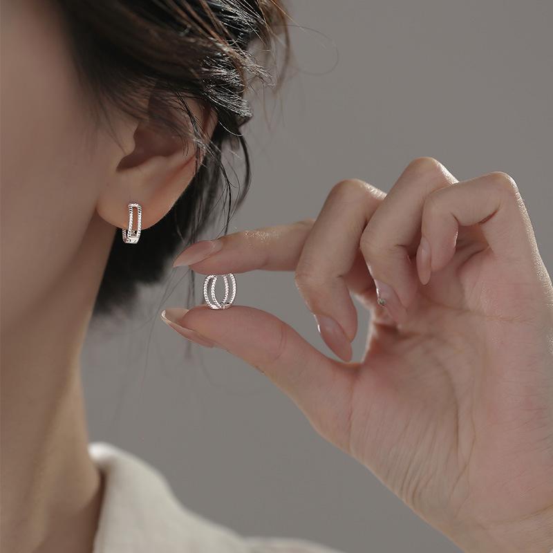 ANENJERY Двухслойные геометрические серьги Twist в летнем стиле, изысканные женские универсальные темпераментные новые серьги
