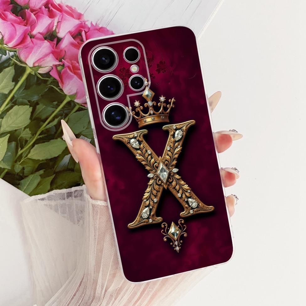 Прозрачный чехол для Samsung Galaxy S24 Ultra, роскошные буквы-короны, 2D плоский узор, мягкий корпус для Samsung S24 Ultra S928B S928E, чехол