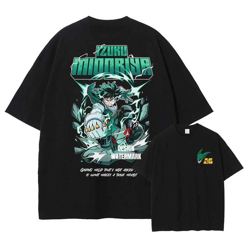 Аниме Мидория Изуку Футболки Манга Винтаж Стирка MMy Hero Academia Футболка Ретро Кацуки Деку Футболки Шото Топы Футболки Мужские