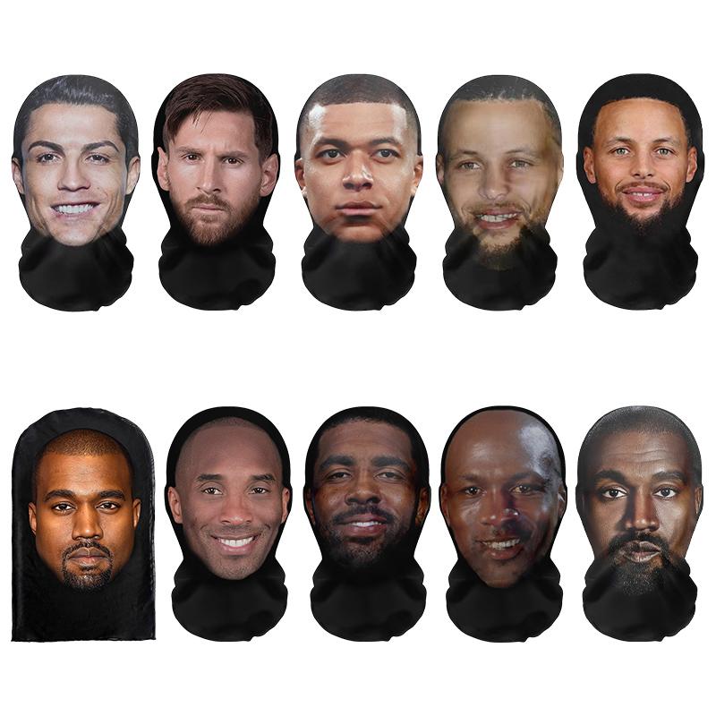 3D Seamless Mask Realistic Face Masks Funny Face Printed Head Scarf Cosplay Role Play Prop Dress Up Facemask Balaclava Headgear