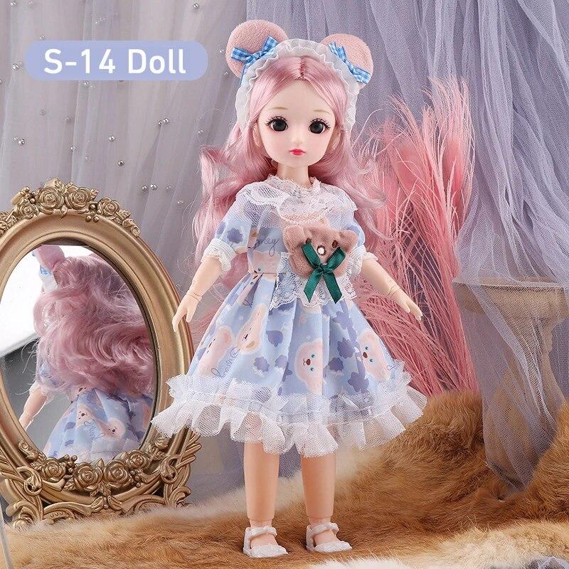 Кукла BJD для девочек, 30 см, аниме-кукла, 23 шарнира, подвижное тело с юбкой, шляпа, головной убор, игрушка «сделай сам»