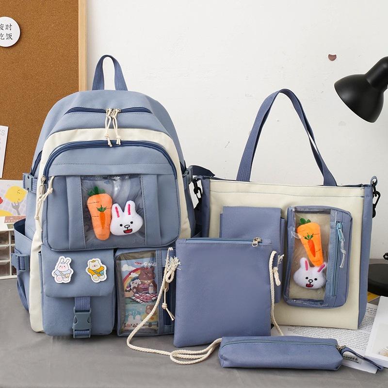 2022 4 шт. набор школьные ранцы для девочек и женщин рюкзак холст путешествия студент тетрадь сумки школьный открытый рюкзак