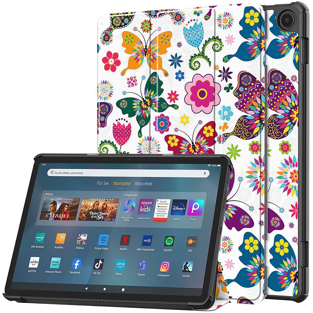 Магнитный планшет для Amazon Fire Max 11 дюймов с картинами, поворотная флип-кожаная подставка, тройной складной тонкий однотонный твердый чехол