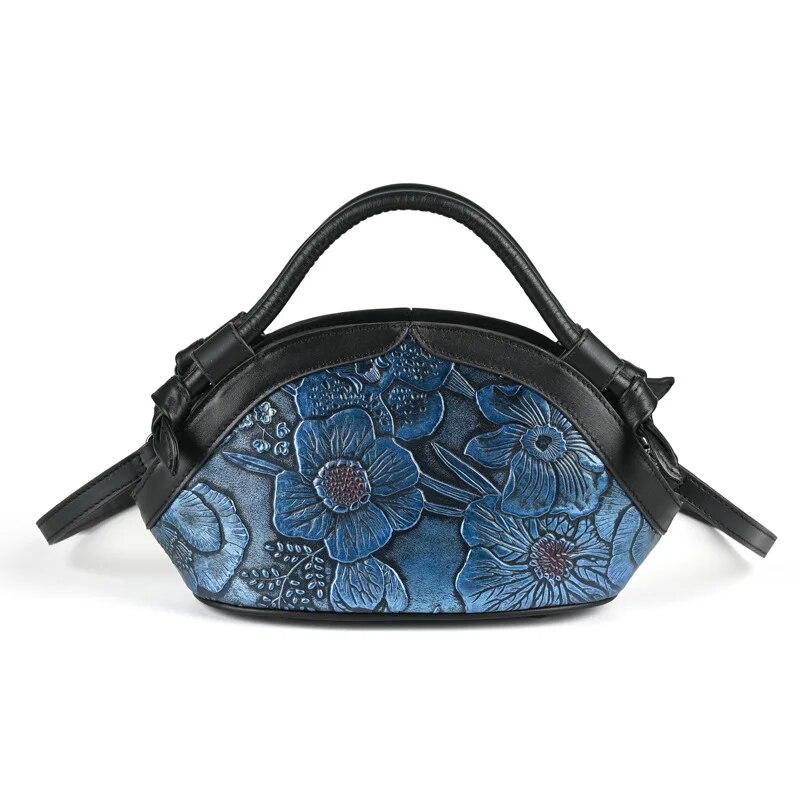 Johnature Сумка с тиснением в стиле ретро, ручная роспись, женская сумка из натуральной кожи, универсальные сумки на плечо и через плечо из воловьей кожи