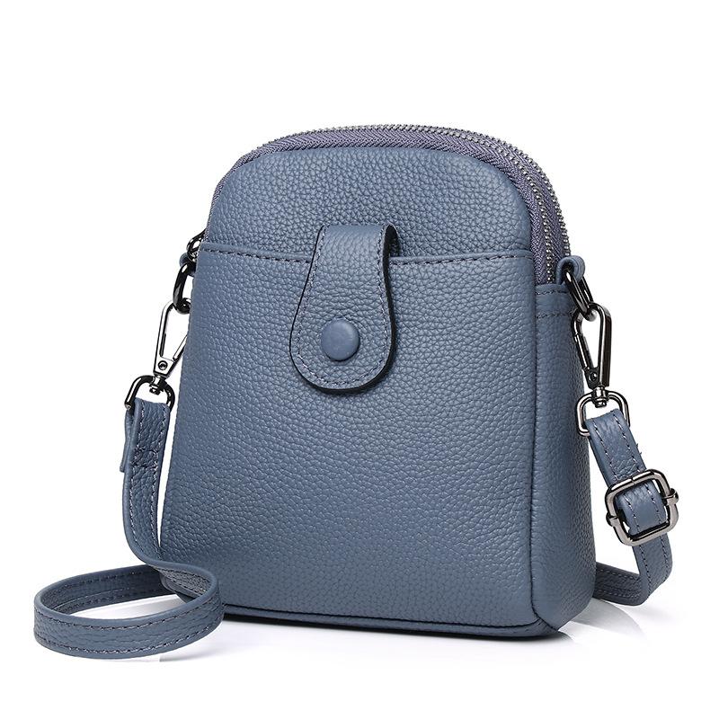 Feiya Leather Goods Factory Litchi Pattern Первый слой коровьей кожи Многослойная вертикальная сумка для мобильного телефона Одно плечо Кроссбоди женская сумка