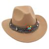Woolen Western Cowboy Hat Solid Color Top Hat Simple Cowgirl Jazz Hat  Bucket Hats