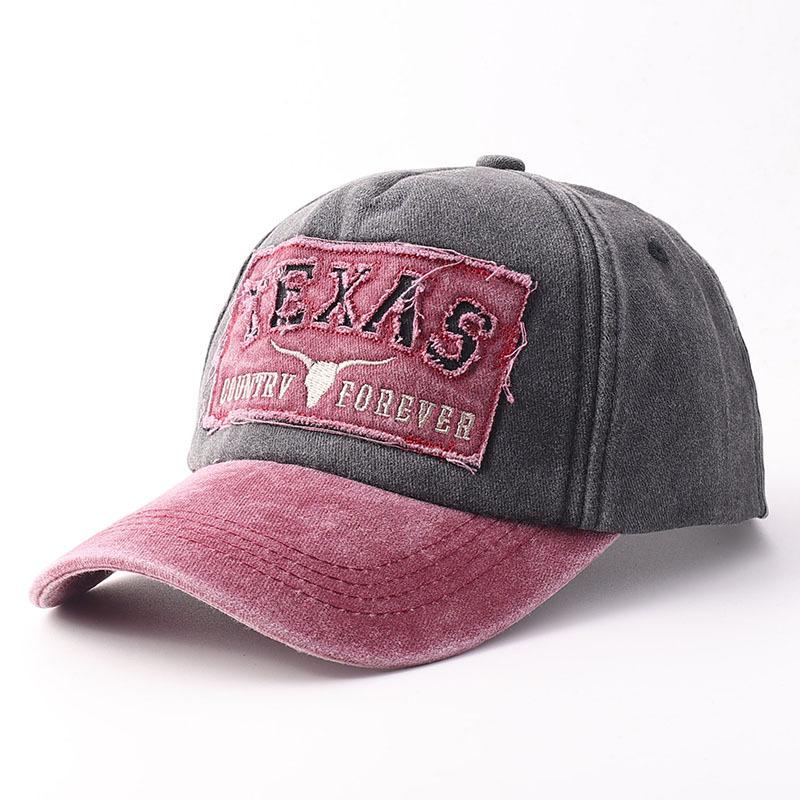 New washed denim baseball cap cow head retro denim soft top cap popular hat