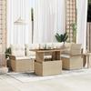 VidaXL 6-Piece Garden Dining Set with Cushions Beige Poly Rattan 3349336