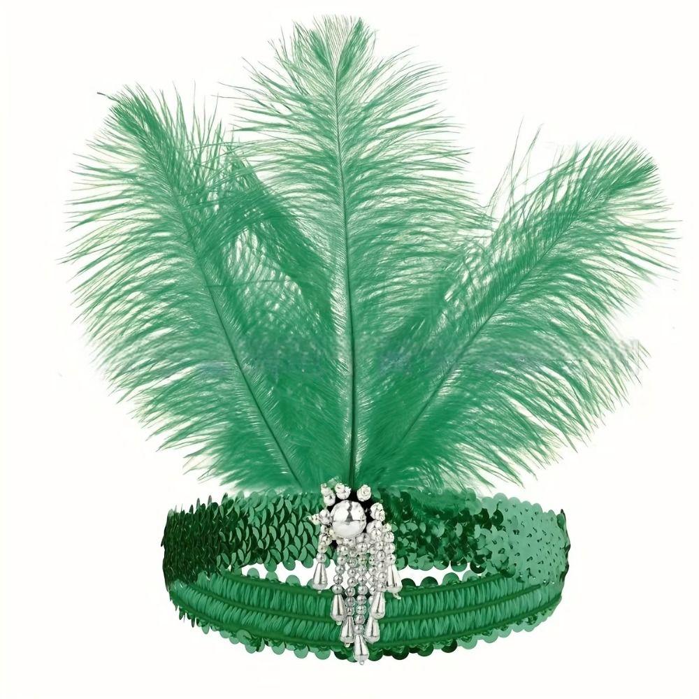 Retro Colorful Feather Headpiece Sequin Stage Performance Feather Headdress Decorative Hair Band Carnival Events